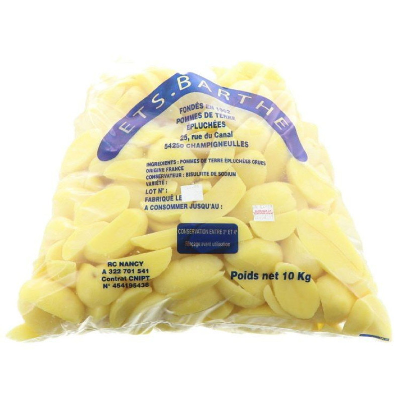 POMME DE TERRE CRUE EPLUCHEE QUARTS BARTHE 10KG